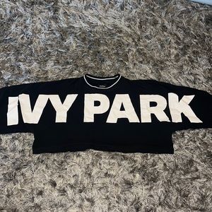 Cropped Ivy Park Black Bold Cotton T Shirt Size XXS